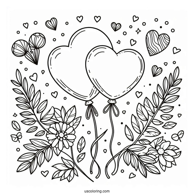Love Heart Shaped Balloons To Color