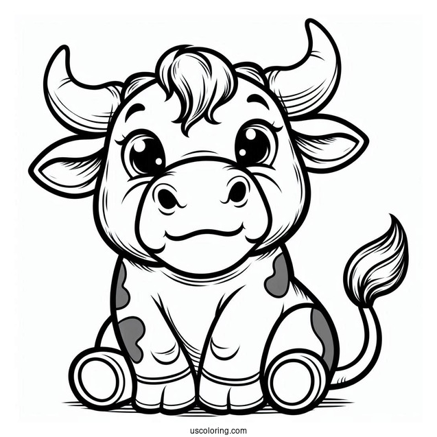 Coloring Page Of Cartoon Bull