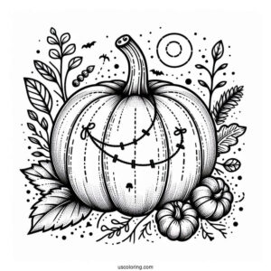 Pumpkin Coloring Page Stitch With Halloween Greeting