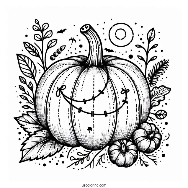 Pumpkin Coloring Page Stitch With Halloween Greeting