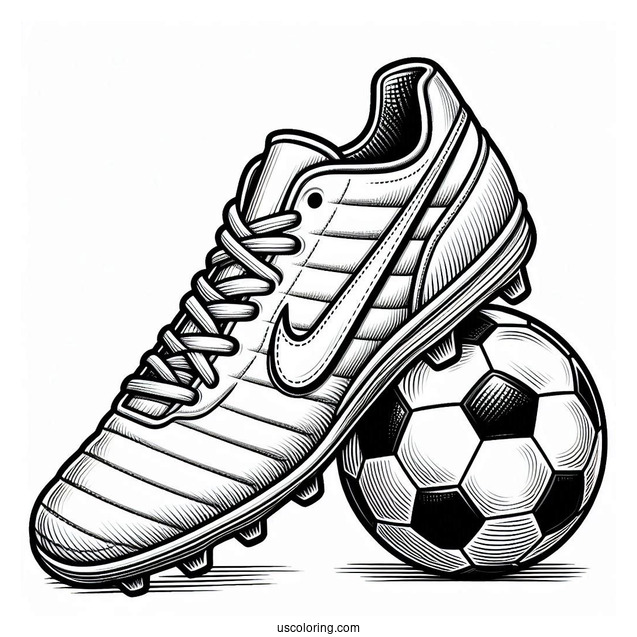 Soccer Boot And Ball To Color