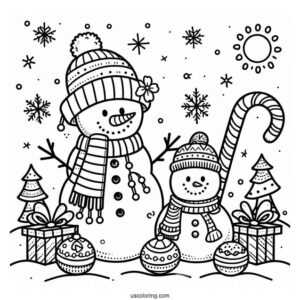 Happy Holidays Snowman To Color