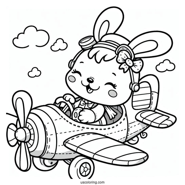 Sunny Bunnies Coloring Page Of Hopper On An Airplane