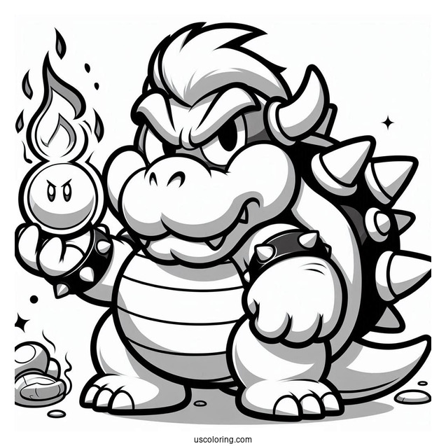 Angry Looking Bowser To Color
