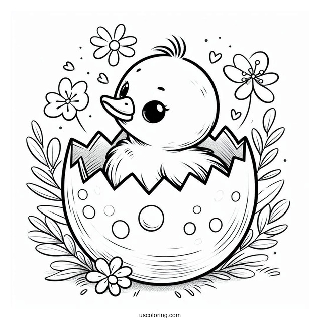 Duckling Hatching From Easter Egg