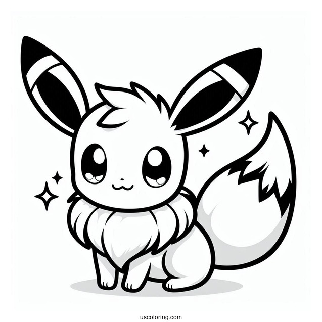 Kawaii Umbreon Eevee Coloring Sheet