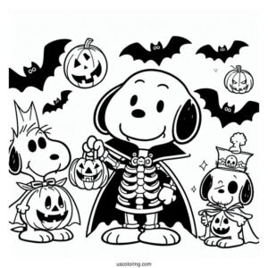 Halloween Vampire Themed Snoopy To Color