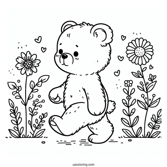 Simple Baby Bear Coloring Page WalkingFor Kids