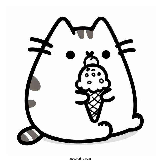 Pusheen Cat Eating Ice Cream