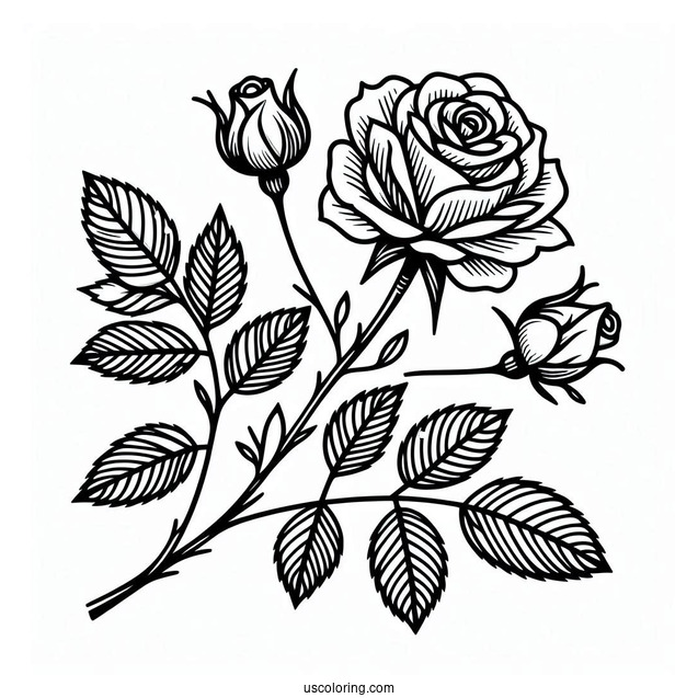 Rose Stem Coloring Sheet