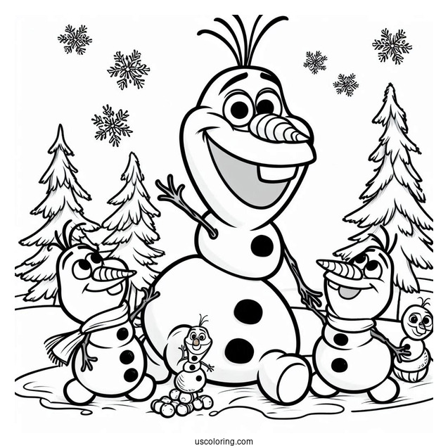 Olaf With Snowgies To Color