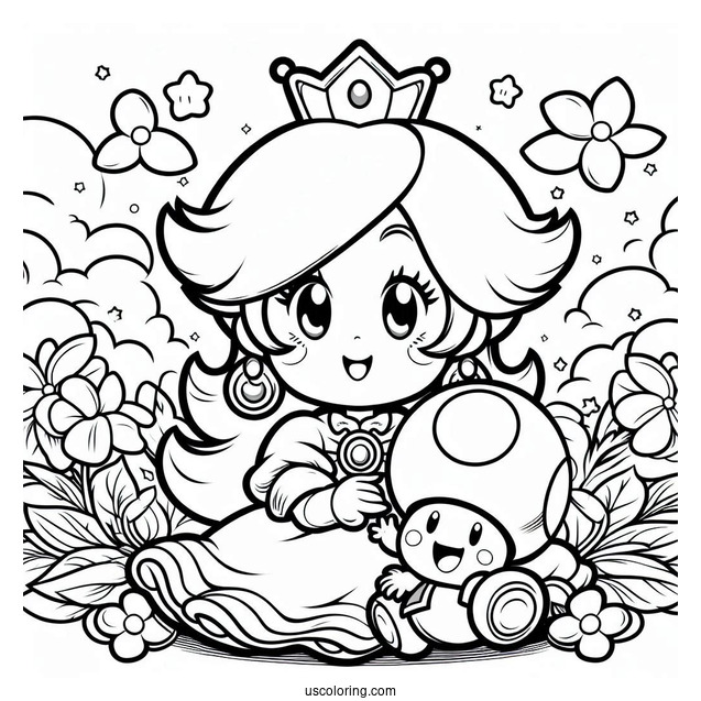 Rosalina Coloring Page With Toad And Luigi