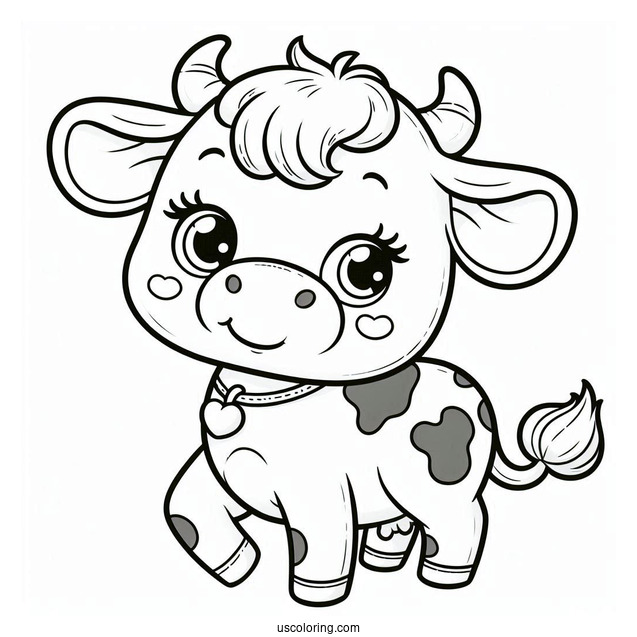 Cartoon Cow Coloring Sheet For Kids