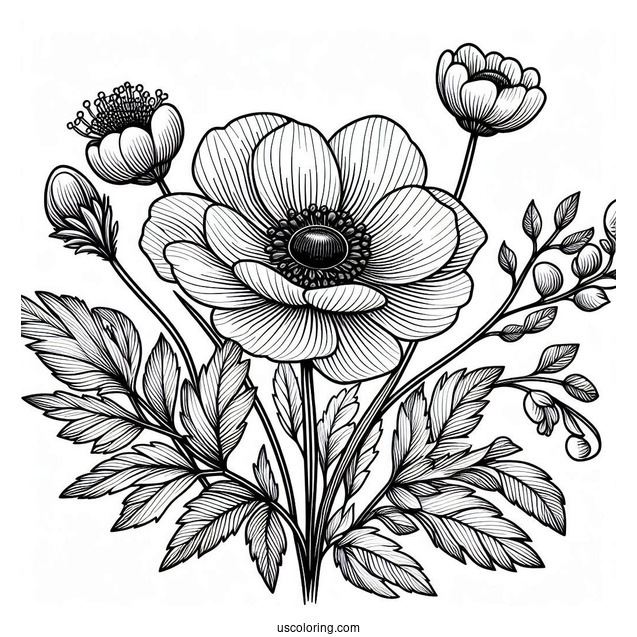Flower Coloring Pages Of Anemone Mandala