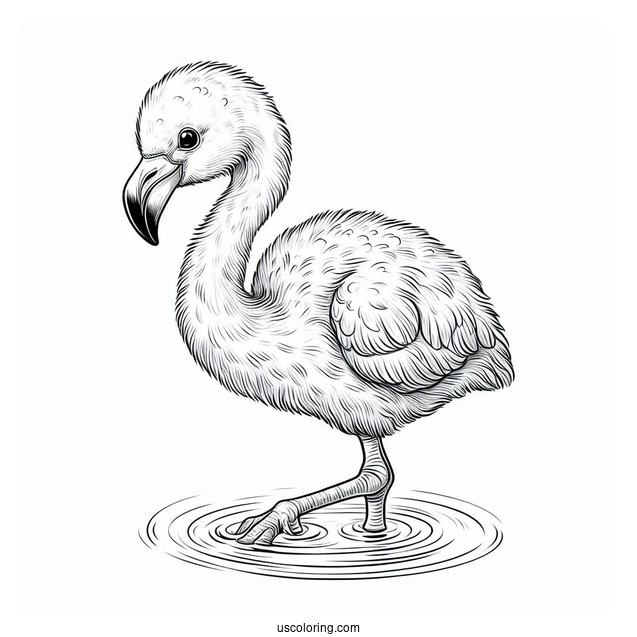 Realistic Baby Flamingo To Color