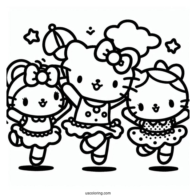 Sanrio Coloring Pages Of Friends Dancing