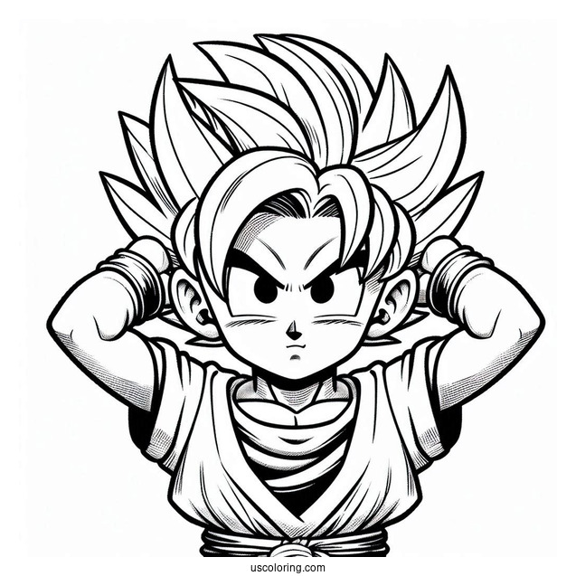 Dragon Ball Z Coloring Page Of Young Bulma With Hands Raised