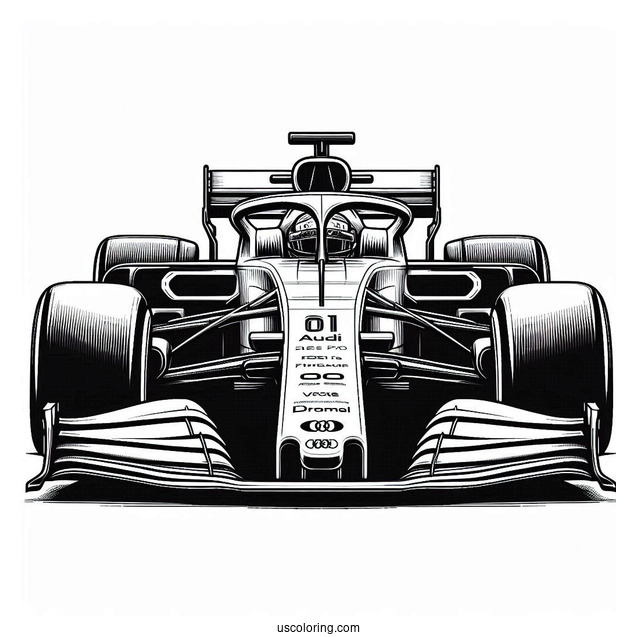 Front View Of Audi F1 Coloring Page Race Car