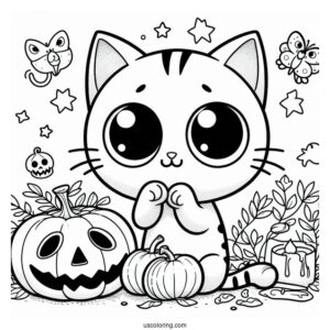 Halloween Themed Pete The Cat Coloring Page