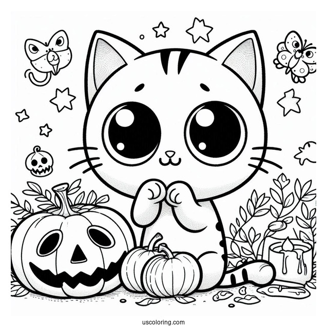 Halloween Themed Pete The Cat Coloring Page