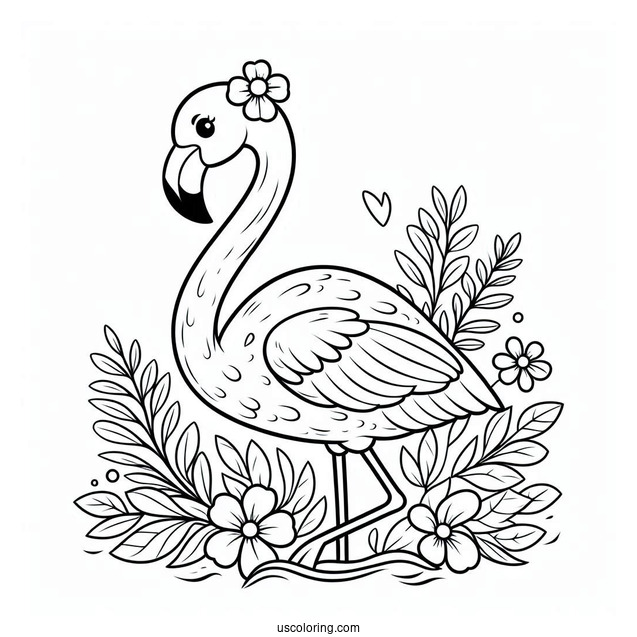 Easy Cartoon Flamingo To Color For Kids
