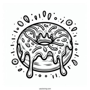 Coloring Page Of Donut With Overflowing Icing