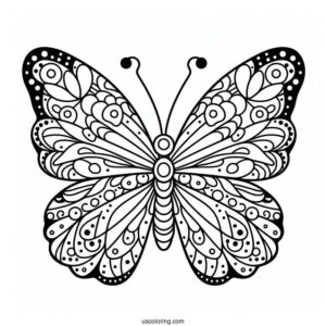 Adorable Butterfly Coloring Page With Sectioned Body