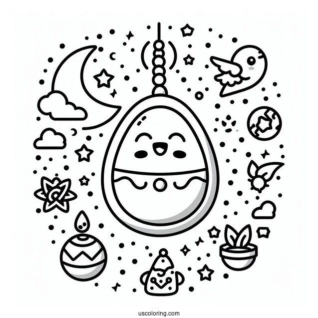 Easy Tamagotchi Coloring Pages Game For Kids