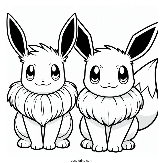Pikachu And Eevee Coloring In