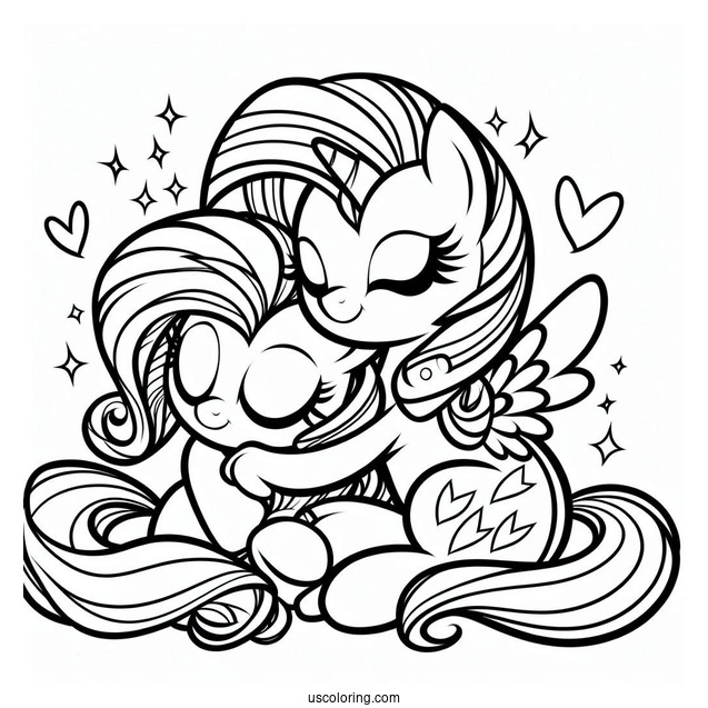 Pinkie Pie Coloring Page Hugging Twilight Sparkle