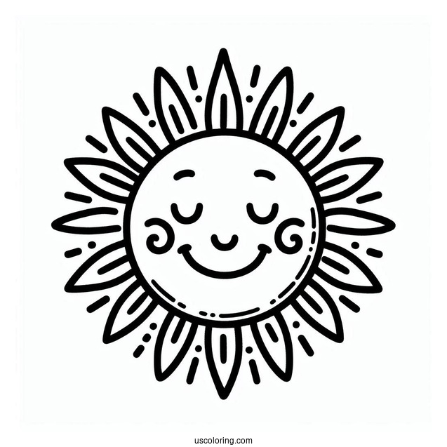 Easy Outline Of a Smiling Sun To Color