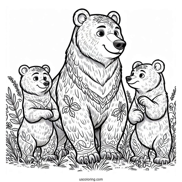 Kenai, Koda, Rutt, And Tuke Brother Bear Coloring Page