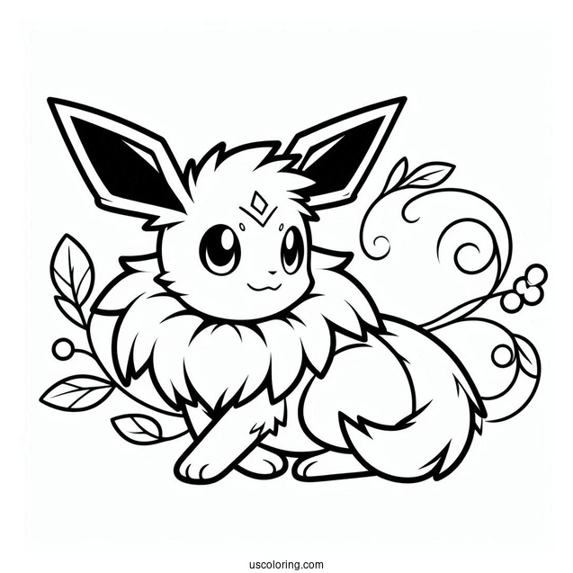 Easy Jolteon Coloring Page Outline For Kids
