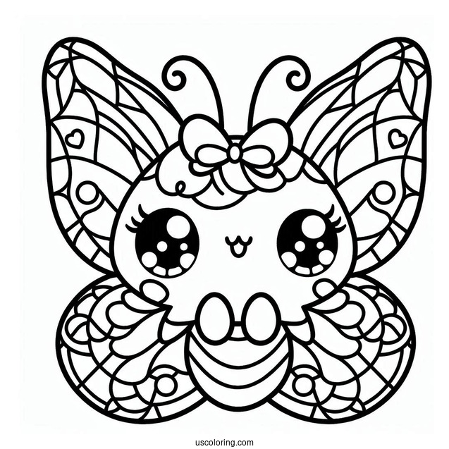 Kawaii Butterfly Stained Glass Coloring Page For Kids