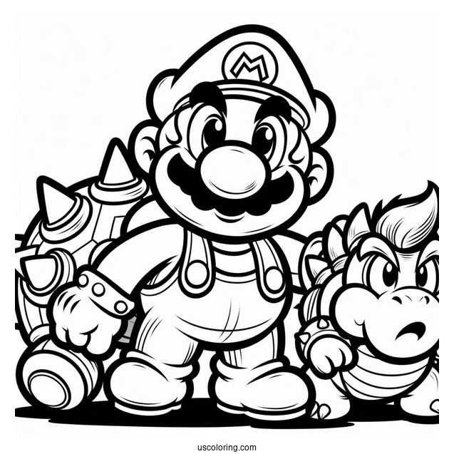 Super Mario And Bowser Coloring Sheet
