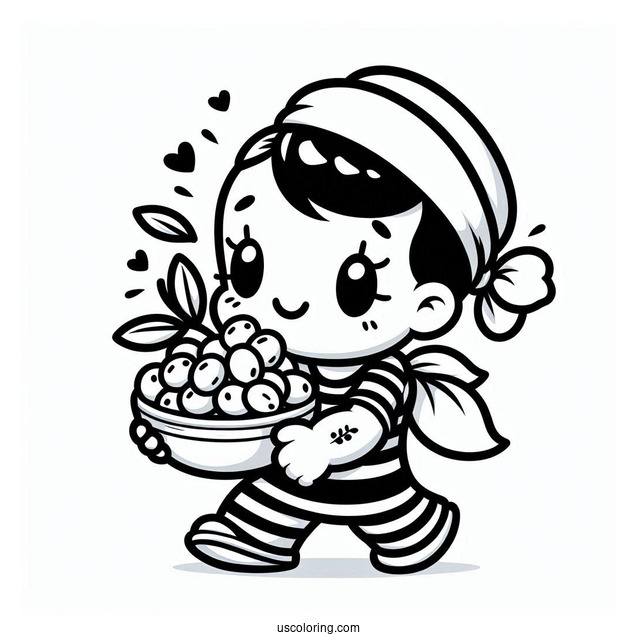 Kawaii Chibi Popeye Coloring Page Carrying Olive Oyl For Preschoolers