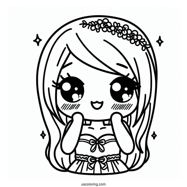 Female Shy Guy Coloring Page With Lashes And Dress