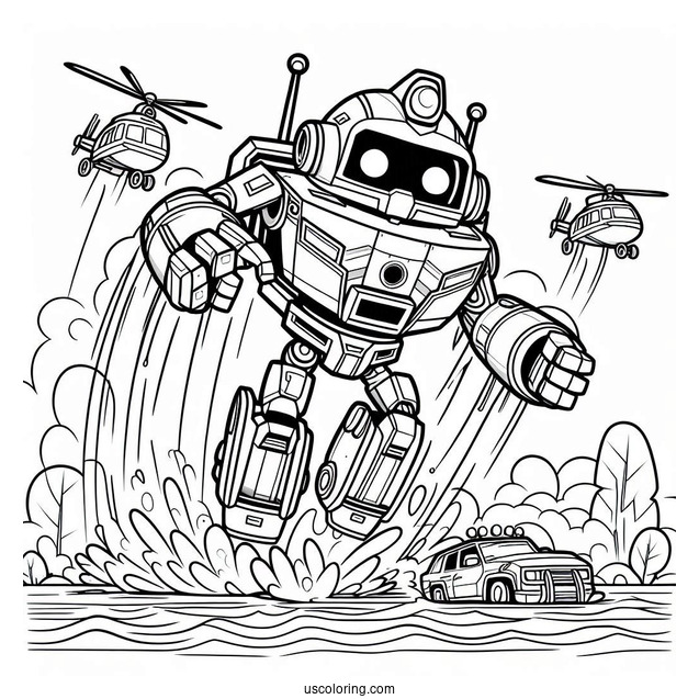 Rescue Bots Coloring Page Heatwave Punching The Air