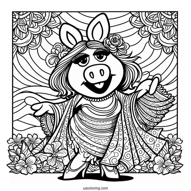 Miss Piggy Muppets Coloring Page For Kids