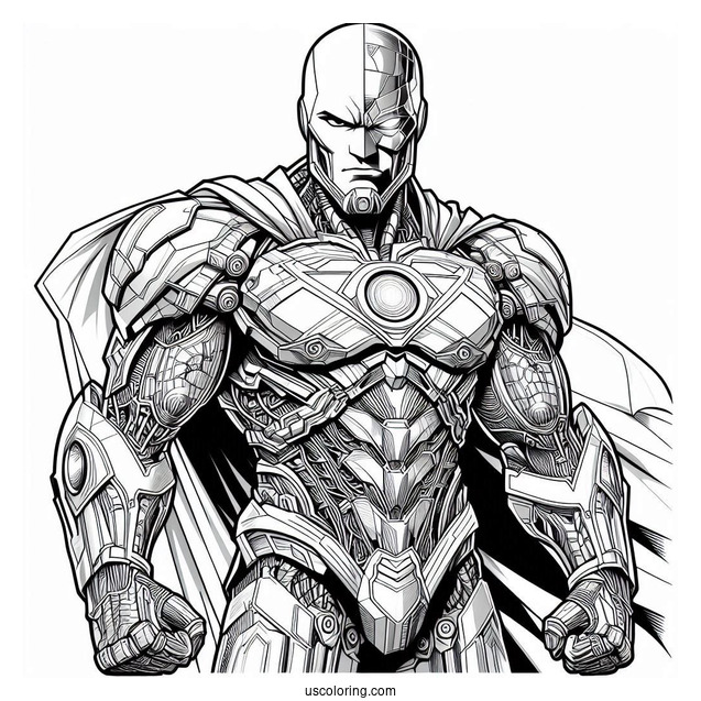 Justice League Coloring Page Of Detailed Cyborg Victor Stone
