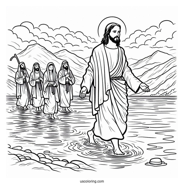 Jesus Walked On Water Miracle Coloring Page
