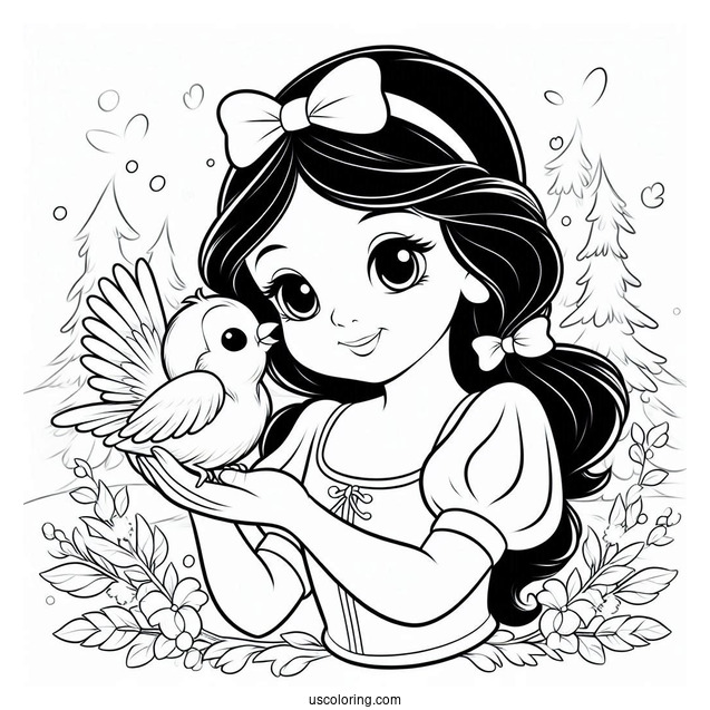 Snow White Holding a Baby Bird