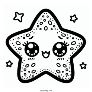 Kawaii Happy Starfish Coloring Page For Preschoolers