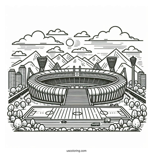 Busy Olympics Coloring Page Of Stadium