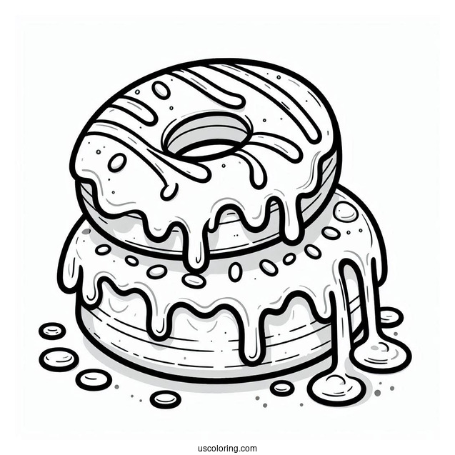 Coloring Page Of Donut With Overflowing Icing