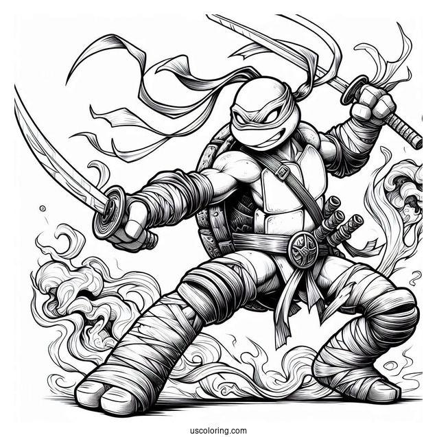 Detailed Ninja Turtles Coloring Page