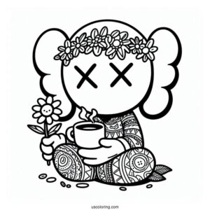 Hippie Dissected KAWS Coloring Page Companion