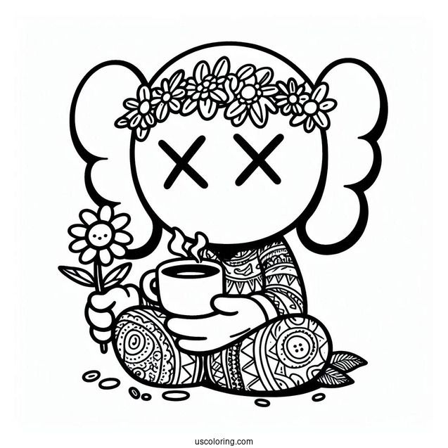 Hippie Dissected KAWS Coloring Page Companion