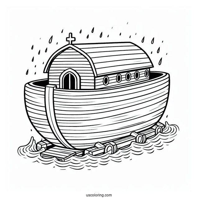 Simple Noah's Ark Coloring Page Before The Flood For Preschoolers