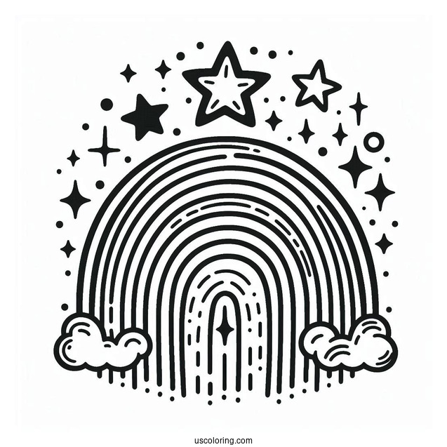 Rainbow Shooting Star Coloring Page